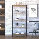 Ver imagem 1 de Estante de Livros Industrial 80CMX187CM Multiuso 5 Prateleiras Dynamica Yescasa Marrom/Lamina Mel/Pr