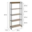 Ver imagem 4 de Estante de Livros Industrial 80CMX187CM Multiuso 5 Prateleiras Dynamica Yescasa Marrom/Lamina Mel/Pr