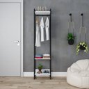 Ver imagem 1 de Estante Closet Arara Industrial 3 Prateleiras 187x45cm Dynamica Branco/Chess/Preto