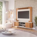 Ver imagem 1 de Estante para TV até 60 Polegadas Chicago 2 Portas Ripado 100% MDF Off White/Cinamomo - Permóbili