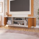 Ver imagem 3 de Estante para TV até 60 Polegadas Chicago 2 Portas Ripado 100% MDF Off White/Cinamomo - Permóbili