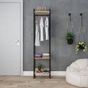 Ver imagem 1 de Estante Closet Arara Industrial 3 Prateleiras 187x45cm Dynamica Marrom/Carvalho/Preto