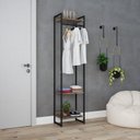Ver imagem 5 de Estante Closet Arara Industrial 3 Prateleiras 187x45cm Dynamica Marrom/Carvalho Dark/Preto