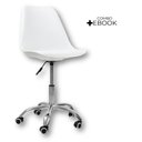 Ver imagem 2 de Cadeira Office Base Cromada com Rodízio Giratória Saarinen Branco 1