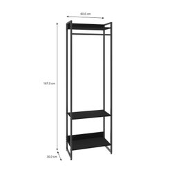 Estante Closet Arara Industrial 3 Prateleiras 187x60cm Dynamica Yescasa  - 4