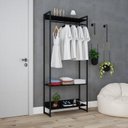 Ver imagem 6 de Estante Closet Arara Industrial 3 Prateleiras 187x80cm Dynamica Yescasa Preto/Ônix