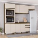 Ver imagem 1 de Cozinha Compacta Modulada 4 Peças 2 Fornos com Tampo 100% MDF Connect Marrom/Bege