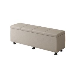 Baú Sapateira Estofada Casal 140 Cm Marte Linho Skybox Bege - 3