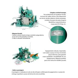 Máquina de Costura Semi Industrial Overlock Gn1-6d Verde - 2