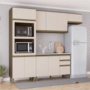 Ver imagem 1 de Cozinha Compacta Modulada 4 Peças 2 Fornos 100% MDF Connect Marrom/Bege
