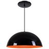 Pendente Meia Lua 50cm Luminária Alumínio Preto Fosco C/ Laranja - T&T Iluminação - 1