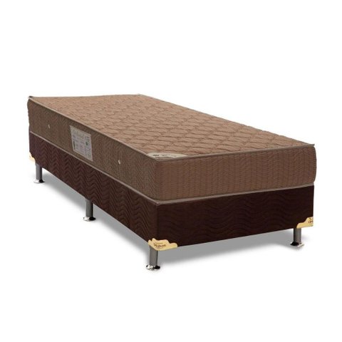 Cama Box Solteiro: Colchão Molas Ortobom Hotelaria Nanolastic Orthotel Spring + Base CRC Suede