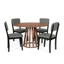 Ver imagem 1 de Mesa de Jantar Redonda Gabi Noronha com 4 Cadeiras Estofadas Ella Preto/cinza