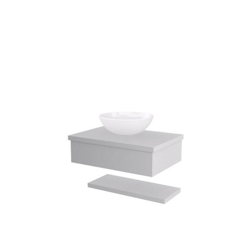 Conjunto Bancada C-cuba R35 e Prateleira Metrópole 605 Perffect Acetinado Branco Chess
