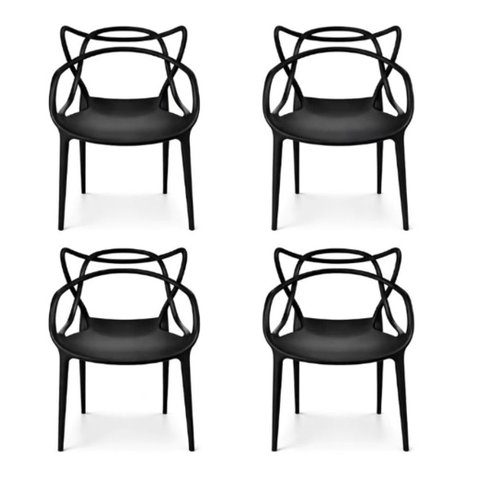 Cadeira Preta Allegra para Cozinha Mesa Jantar Area Gourmet:kit 04 Unidades