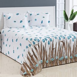 Kit Cobre Leito Casal Queen Bella Piquet 03 Peças Tulipa Azul - 1