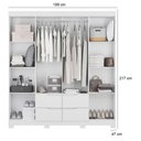 Ver imagem 2 de Guarda Roupa Casal Doble 8 Portas de Bater com Cômoda e Sapateira 4 Gavetas MDP Branco Flex