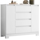 Ver imagem 3 de Guarda Roupa Casal Doble 8 Portas de Bater com Cômoda e Sapateira 4 Gavetas MDP Branco Flex