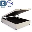 Ver imagem 3 de Cama Box Baú Casal em Corino Bege com Pistão a Gás - 138x188