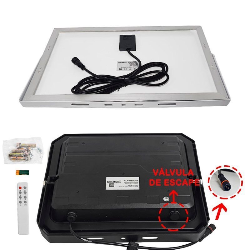 Refletor Led com Placa Solar 200w 6500k 2100lm Ip65-cristallux - 3