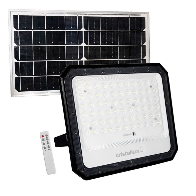 Refletor Led com Placa Solar 200w 6500k 2100lm Ip65-cristallux - 1