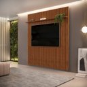 Ver imagem 1 de Painel Ripado para TV até 75 Polegadas MDF 223CMX240CM 1 Prateleira Trento Marrom