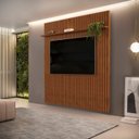 Ver imagem 7 de Painel Ripado para TV até 75 Polegadas MDF 223CMX240CM 1 Prateleira Trento Marrom