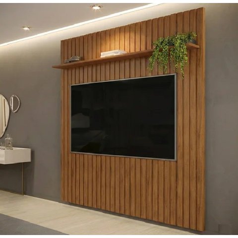 Painel Ripado para TV até 65 Polegadas MDF 183CMX240CM Trento Marrom
