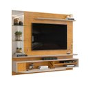 Ver imagem 3 de Painel para TV até 60 Polegadas 180CMX152,7cm 1 Porta Basculante Curva e Espelho com 2 Prateleiras Vidro Ravi Marrom