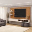 Ver imagem 2 de Painel para Tv até 60 Polegadas Frisado decorativo com Nicho 1 Porta Deslizante Friz