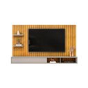 Ver imagem 3 de Painel para TV até 60 Polegadas MDF 179CMX108CM Frisado Decorativo com Nicho 1 Porta Deslizante Friz Marrom