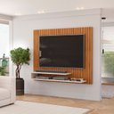 Ver imagem 3 de Painel Ripado para TV até 55 Polegadas MDF 134,5CMX108CM Frisado Decorativo com Nicho Ripe Marrom