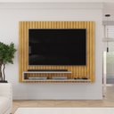 Ver imagem 3 de Painel Ripado para TV até 55 Polegadas MDF 134,5cmx108cm Frisado Decorativo com Nicho Ripe Marrom Cedro/Bali