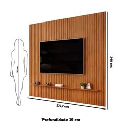 Painel para TV até 75 Polegadas Ripado 240x275cm Trento - 4