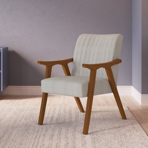 Poltrona Decorativa em Tecido Boucle 236 Ref 560 Espresso Móveis Imbuia/Cinza