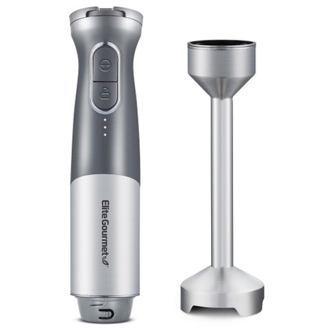 Elite Gourmet Mixer de Mão sem Fio Recarregável com Velocidade Variável (cinza)