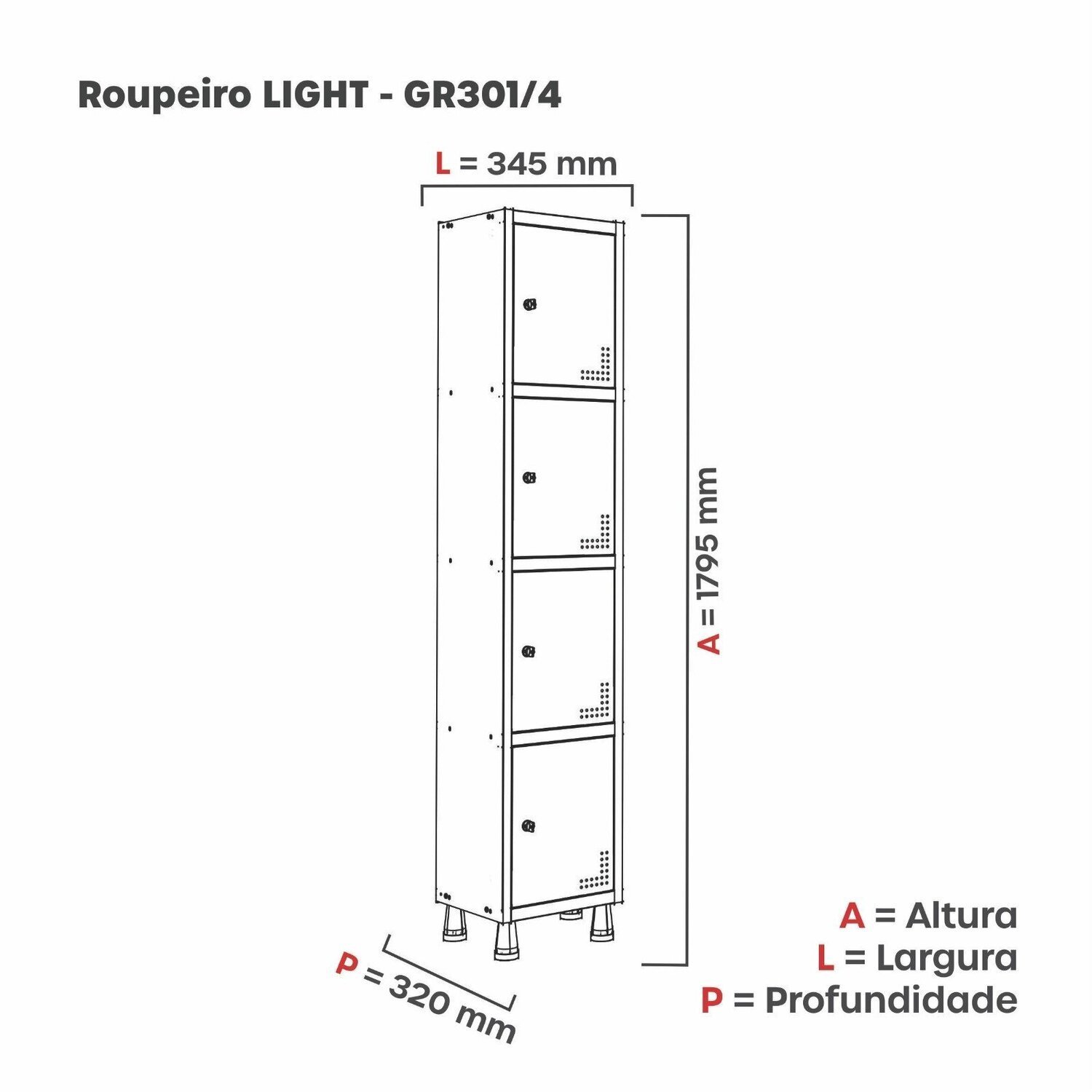 Roupeiro Aço Light 1v 04 Portas Gr301/4 - 5