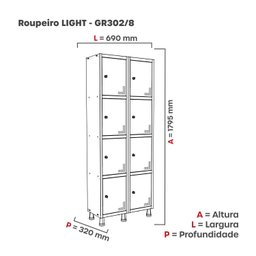 Roupeiro Aço Light 2v 08 Portas Gr302/8 - 5