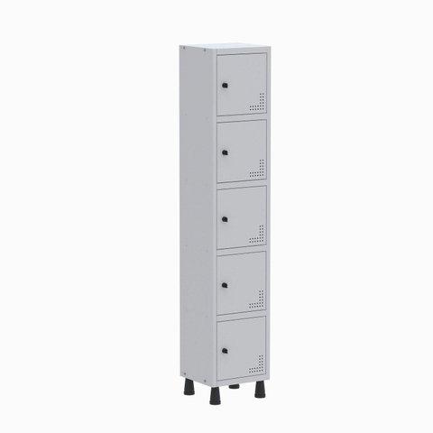 Armário Locker Guarda Volume Aço Light 5 Portas 34,5x179,5cm Laranja/Cinza