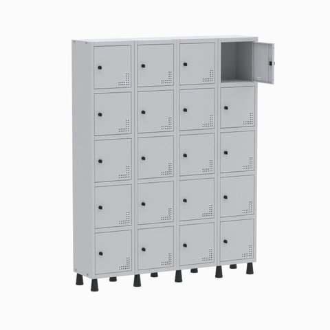Armário Locker Guarda Volume Aço Light 20 Portas 138x179,5cm Cinza