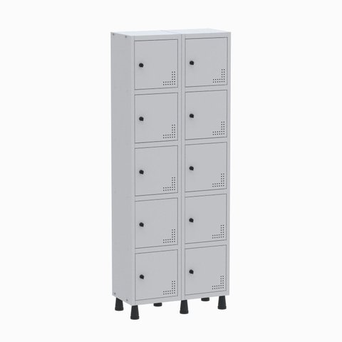 Armário Locker Guarda Volume Aço Light 10 Portas 69x179,5cm Laranja/Cinza