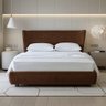 Cama Japonesa com Cabeceira Corea Seo King Veludo Marrom - Sallar Home - 1