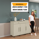 Ver mais imagens de Balcão Buffet Aparador Rubi com 3 Portas e 1 Gaveta com Repartição Bege/Off White