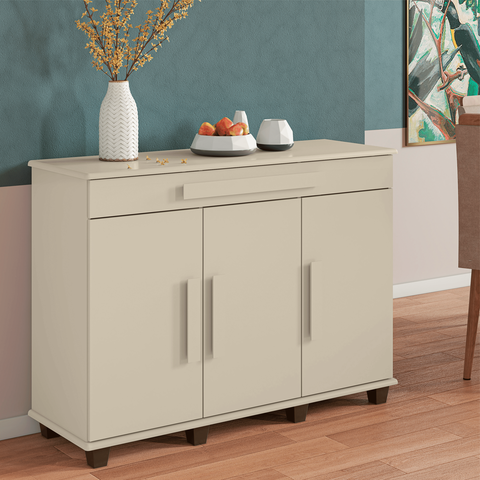 Balcão Buffet Aparador Rubi com 3 Portas e 1 Gaveta com Repartição