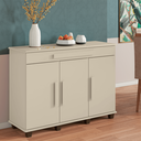 Ver imagem 1 de Balcão Buffet Aparador Rubi com 3 Portas e 1 Gaveta com Repartição Bege/Off White