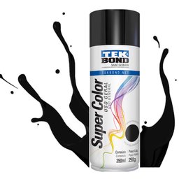 Tinta Spray Super Color Preto Brilhante Uso Geral 350ml - Tekbond 23011006900 - 2