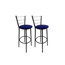 Kit 2 Banqueta Alta Preta Cozinha Gourmet Americana Balcão:azul - 1