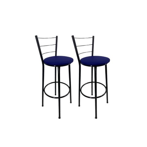 Kit 2 Banqueta Alta Preta Cozinha Gourmet Americana Balcão:azul