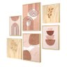 Kit 6 Quadros para Quarto Moderno com Moldura Rosa Formas Boho - 1