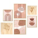 Ver imagem 5 de Kit 6 Quadros para Quarto Moderno com Moldura Rosa Formas Boho
